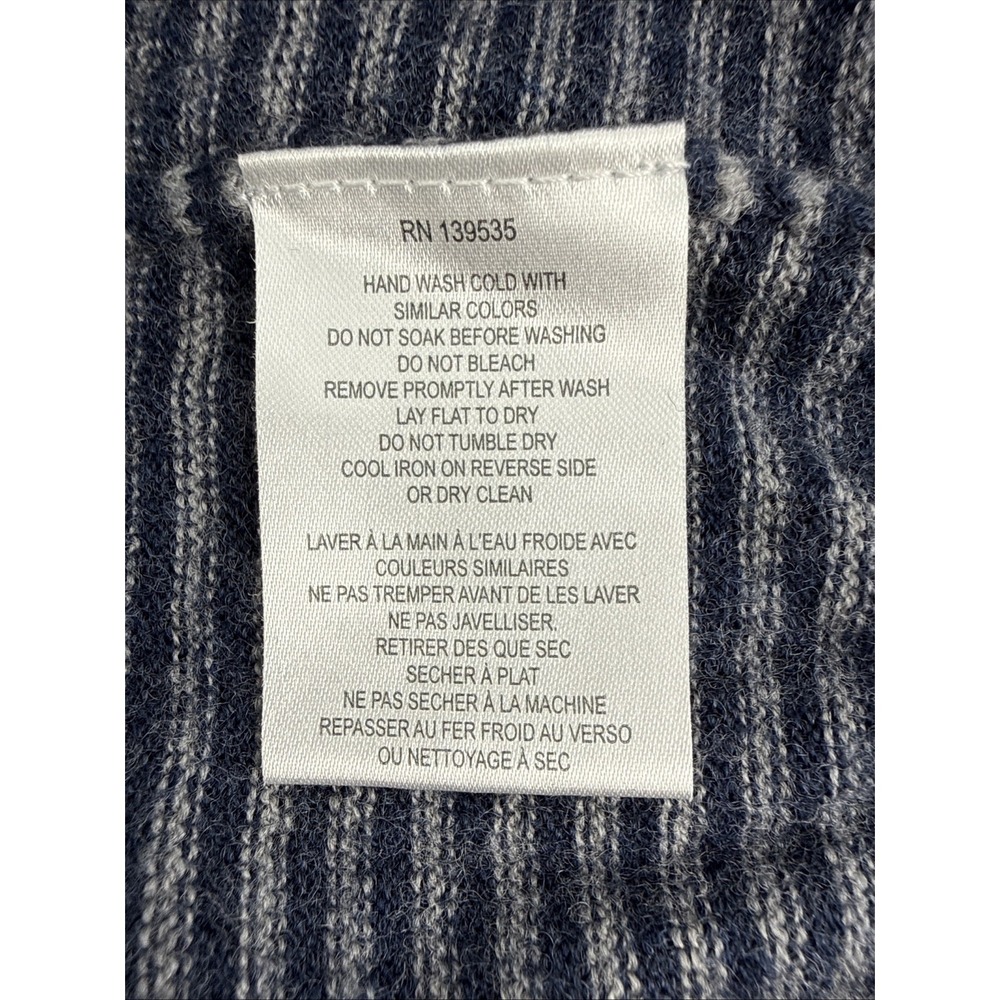 Grayers Sweater Men's Small Blue Gray Stripe Merino Wool Crewneck Casual - Picture 7 of 9